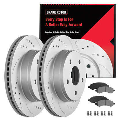 Ceramic Pads & Front Drilled Brake Rotors Kit for Dodge Ram 1500 2002-2018
