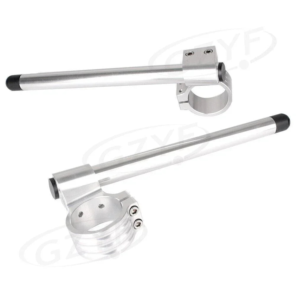 Clip-On Handlebar Fork Tubes 35mm for Universal Motorcycles - Silver