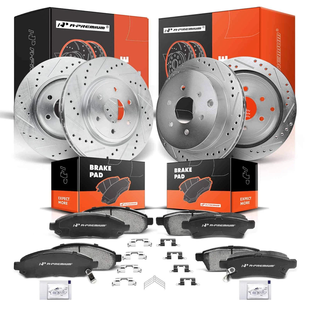Front Side Drilled Brake Rotor & Ceramic Pad for Nissan Frontier (2005–2019)
