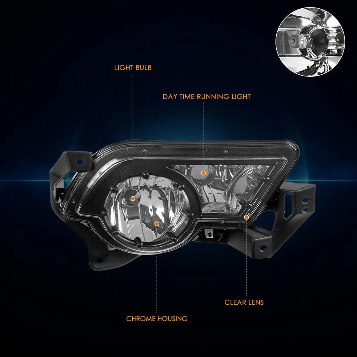 Fog Lights with Clear Lens for 2002-2006 Chevy Avalanche 1500 2500