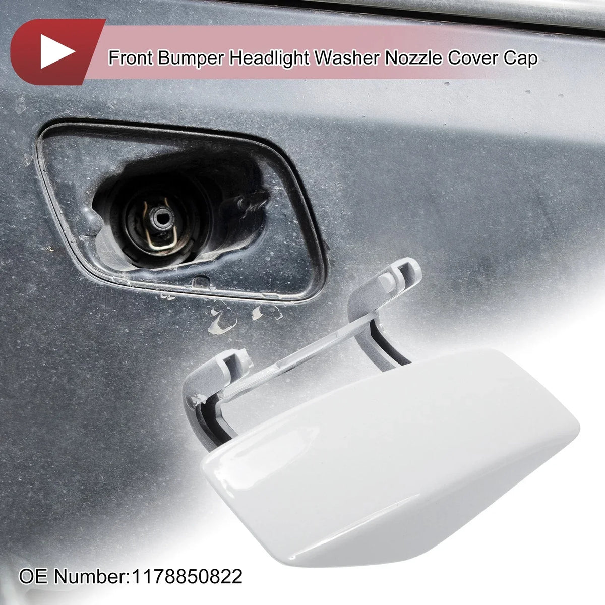 Front Right White Washer Nozzle Cover for 2014-2019 Mercedes-Benz CLA250