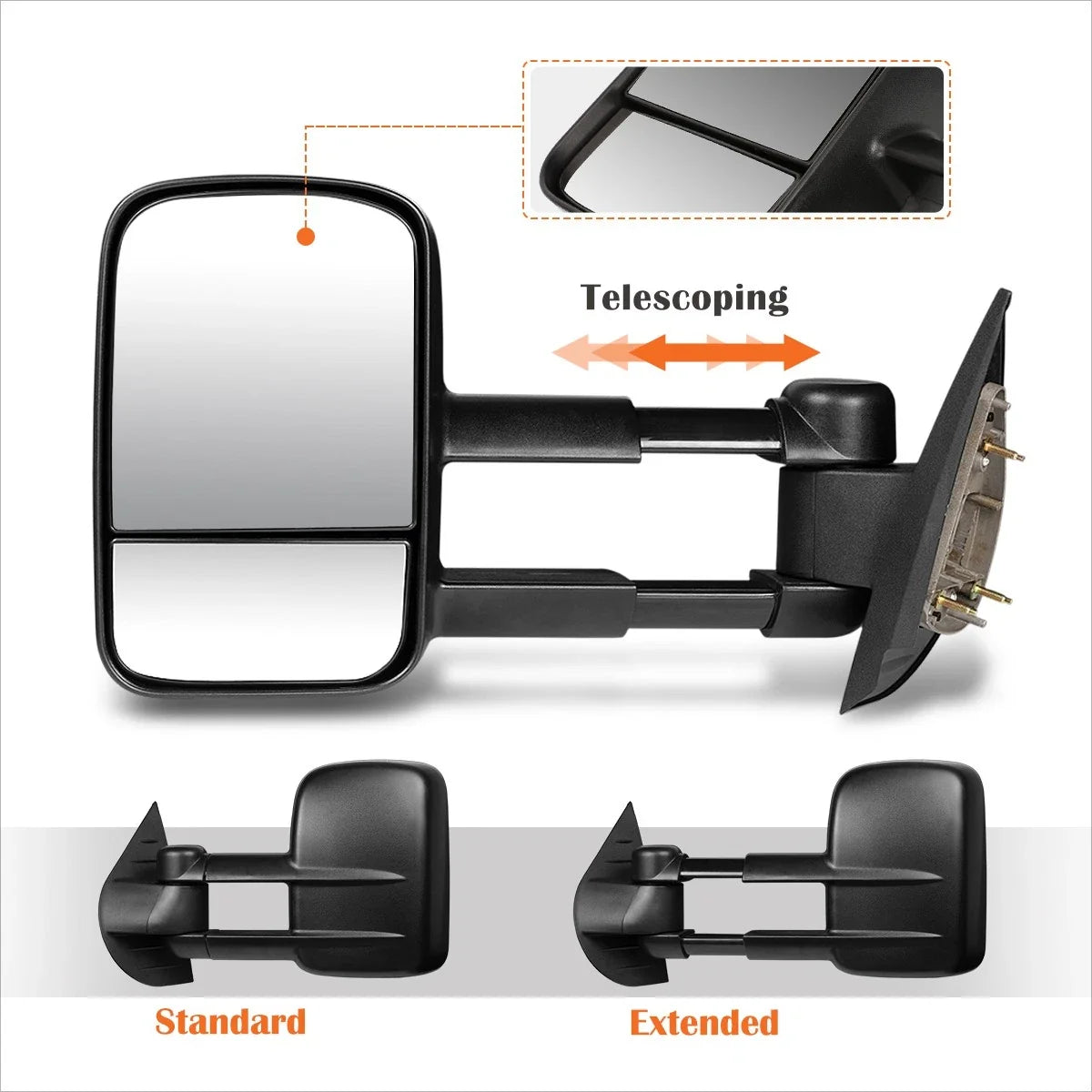 2-Piece Manual Towing Mirror Set for Tahoe/Escalade/Avalanche 2007-2013