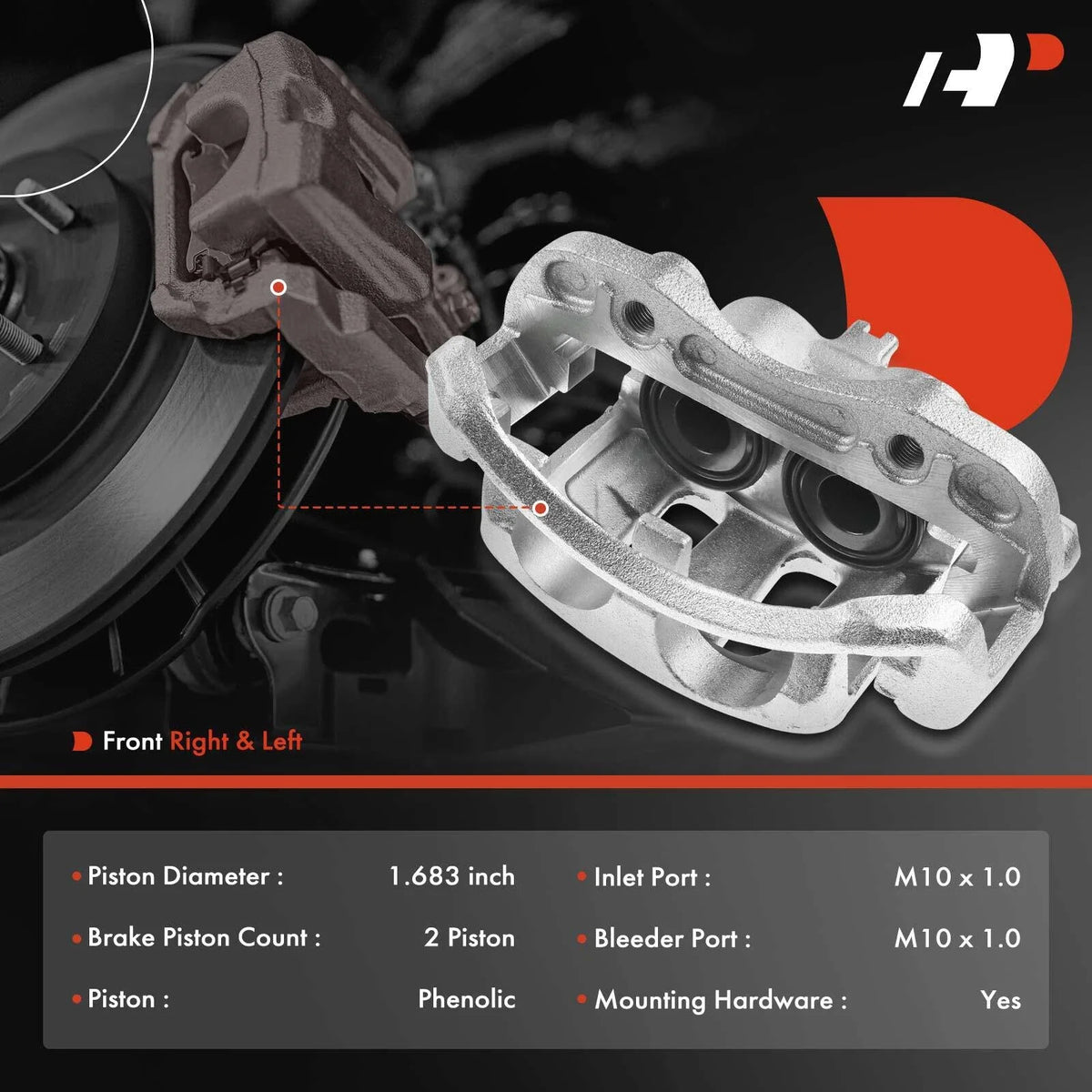 Front Brake Calipers with Piston - Pair for Nissan Frontier 1999-2002