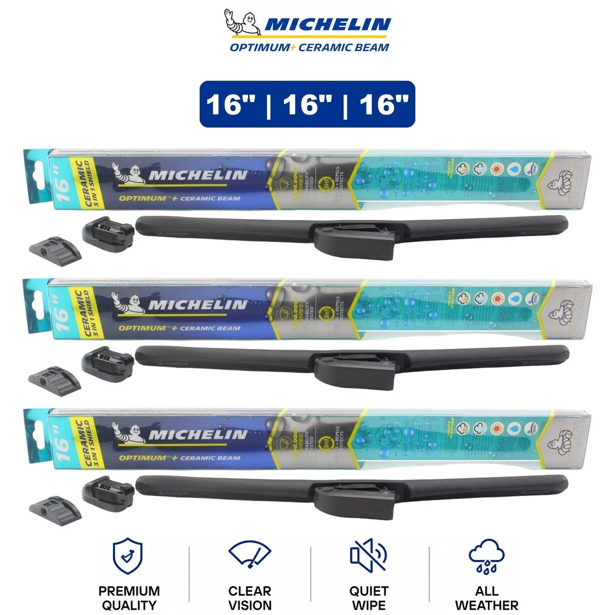 Ceramic Beam Wiper Blades Set of 3 for Audi 75-79 by Michelin