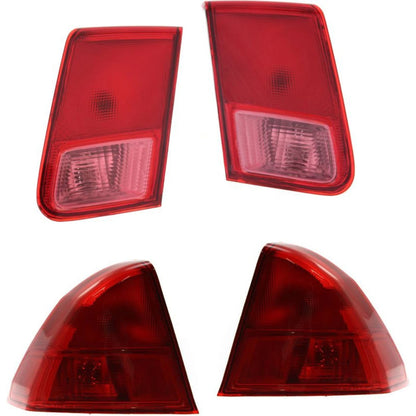 Tail Light Set for Honda Civic (2001–2002) Halogen w/ Bulbs