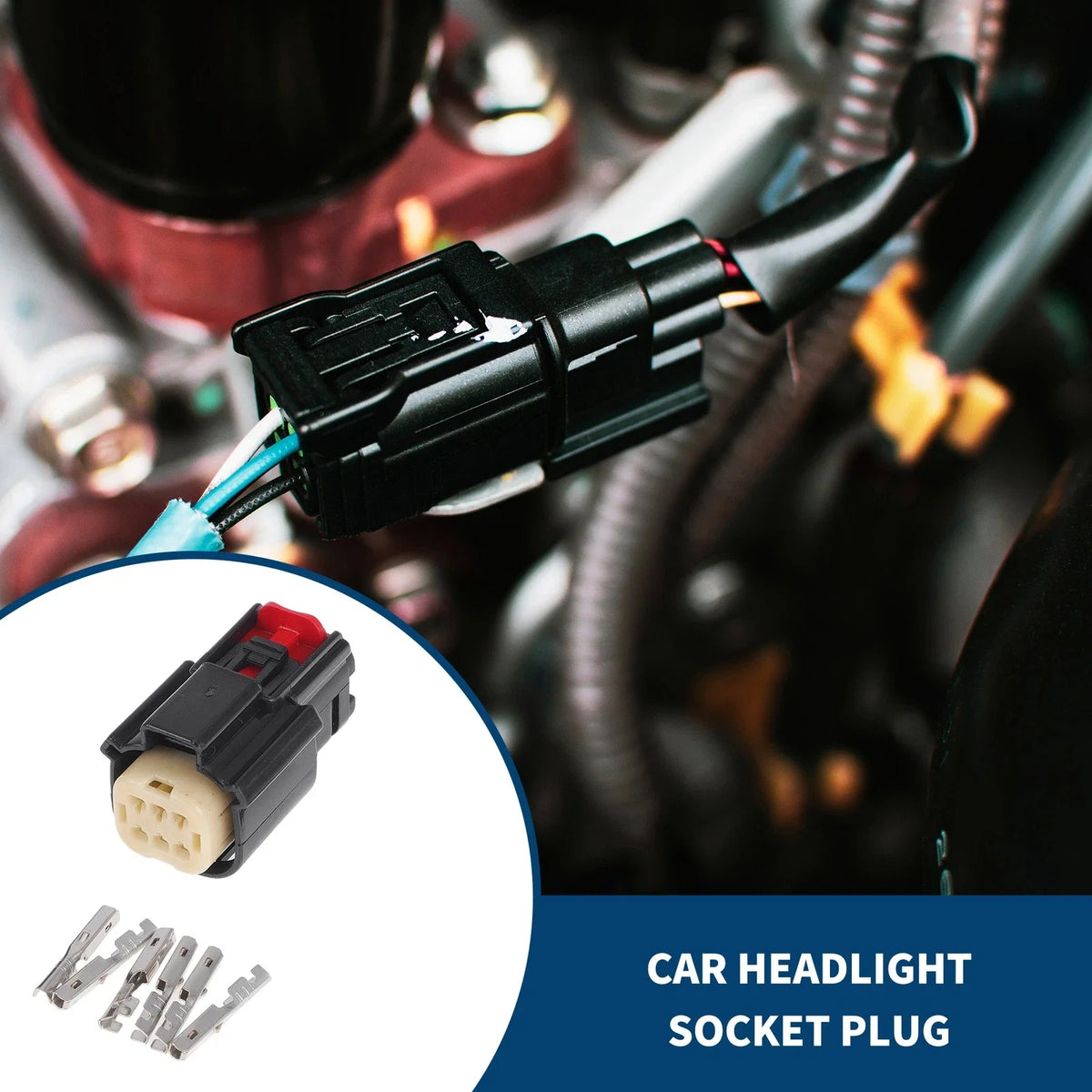 Headlight Socket Plug for Ford Mondeo  Set of 1 Black Plastic