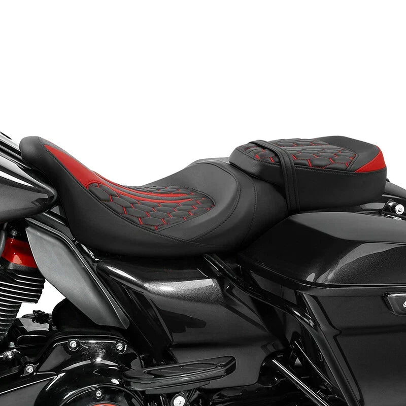 Black Red Driver & Passenger Seat for Harley CVO Road Glide 2009-2023