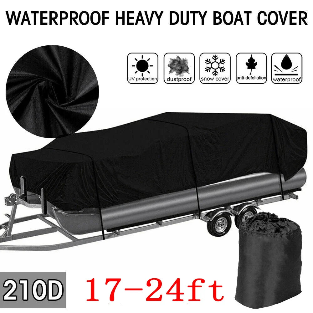 Heavy Duty UV Waterproof Cover for Pontoon Boat 17-24ft - Rain & Dust