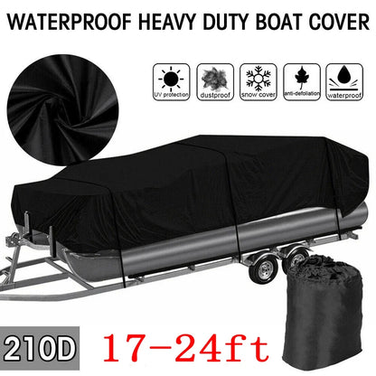 Heavy Duty UV Waterproof Cover for Pontoon Boat 17-24ft - Rain & Dust
