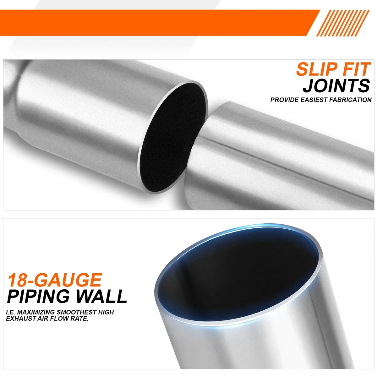 16 Slip-Fit Exhaust Pipes - 2.5" Mild Steel Construction