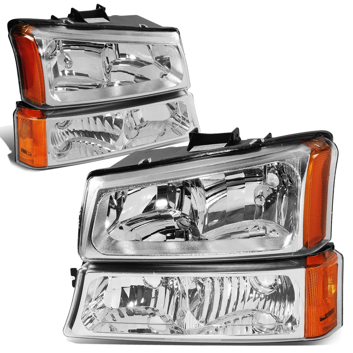Chrome Crystal Headlight + Bumper + Red 3D LED Tail Light for Silverado (2003–2007)