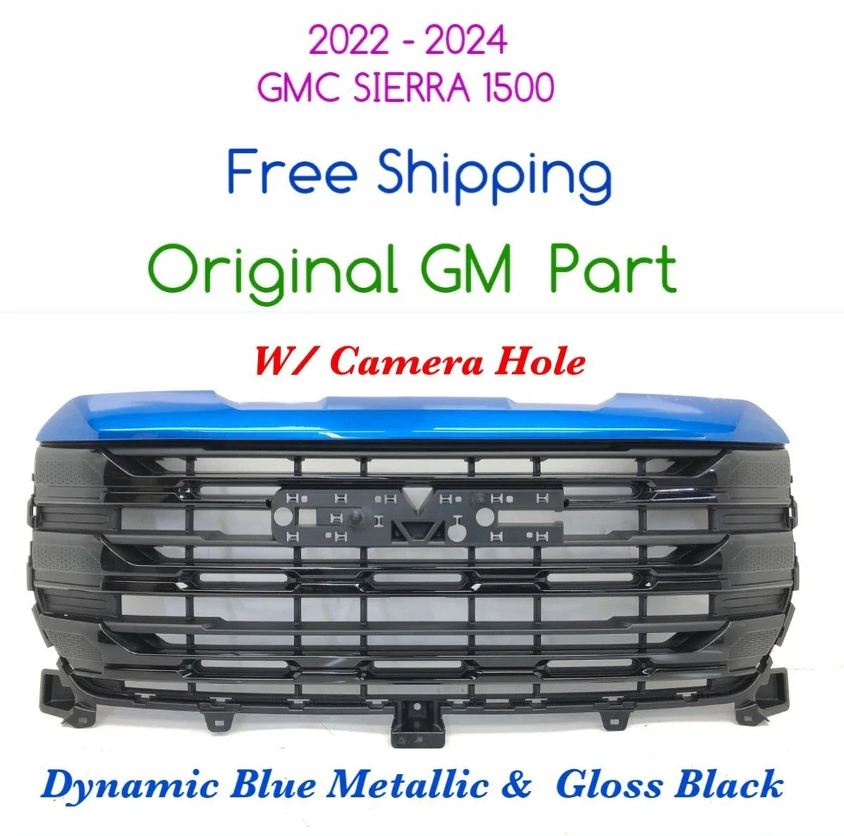 Front Upper Grille - Dynamic Blue MET 41 for GMC Sierra 1500 (2022–2024)