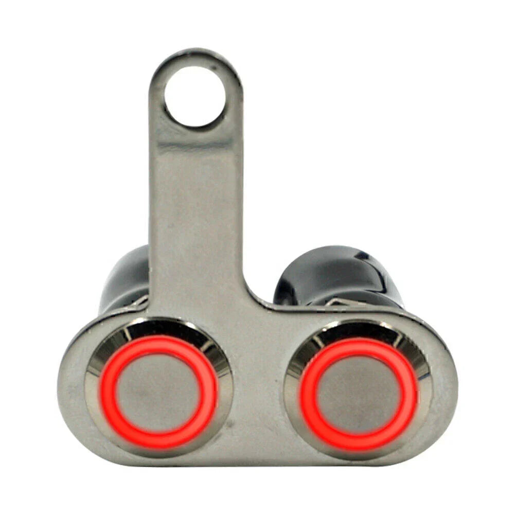 Waterproof Motorcycle Switch with Red LED for 12V Handlebar Use