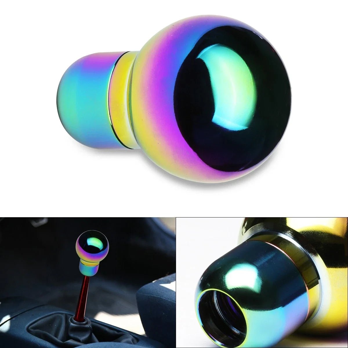 Manual Transmission Shift Knob for Universal Vehicles (48x70mm, Neo Chrome)