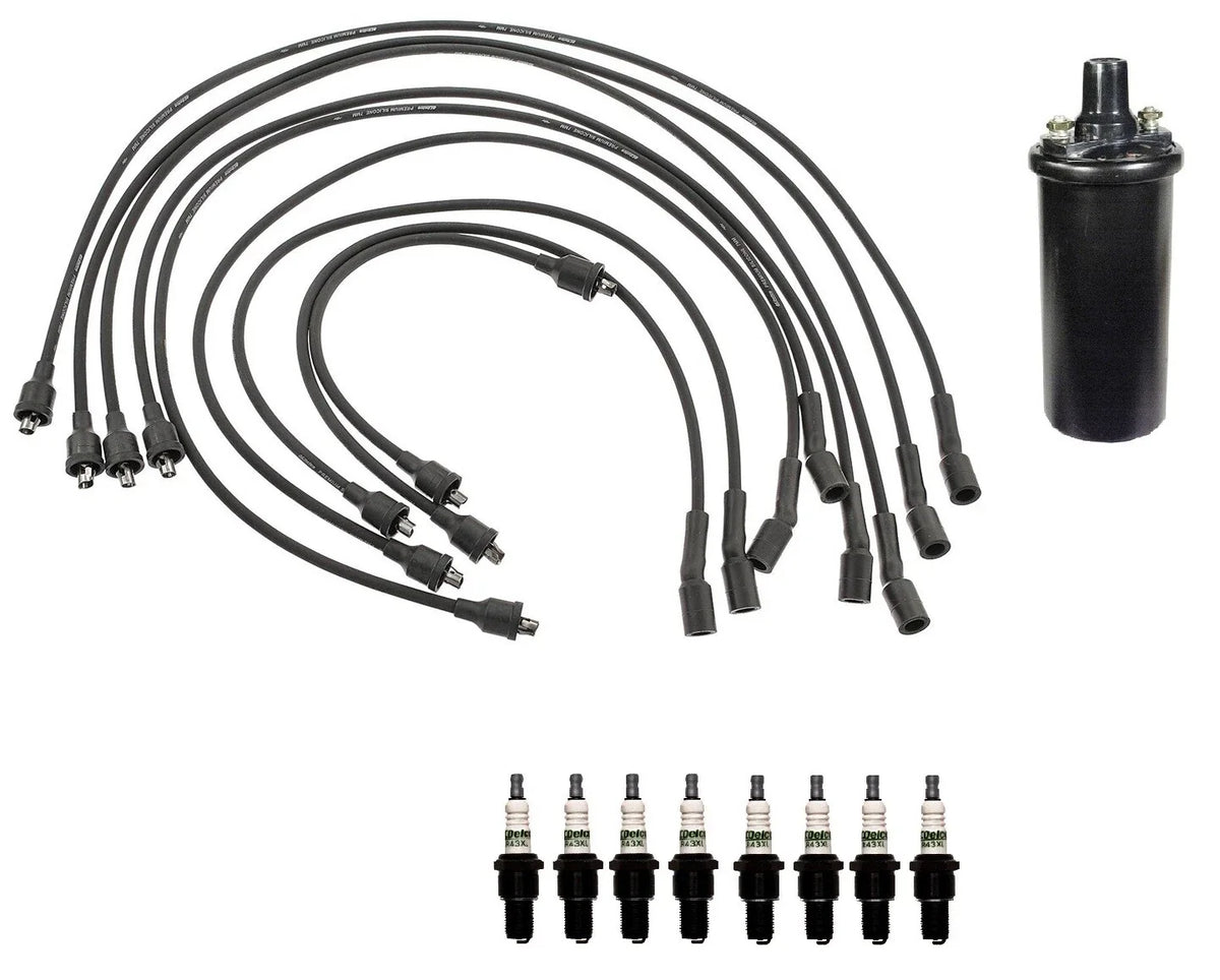 Ignition Wires & Spark Plugs Kit for Chevy Impala GMC K25 K35 V8 (1 Coil, 8 Plugs)