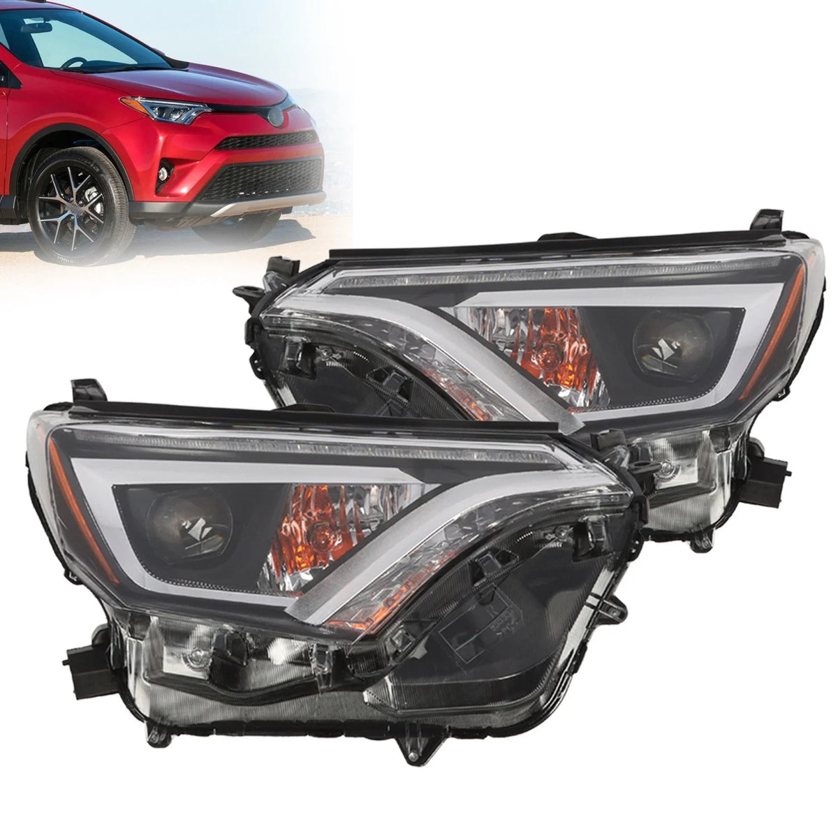 Chrome LED Headlight Set for Toyota RAV4 (2016-2018)