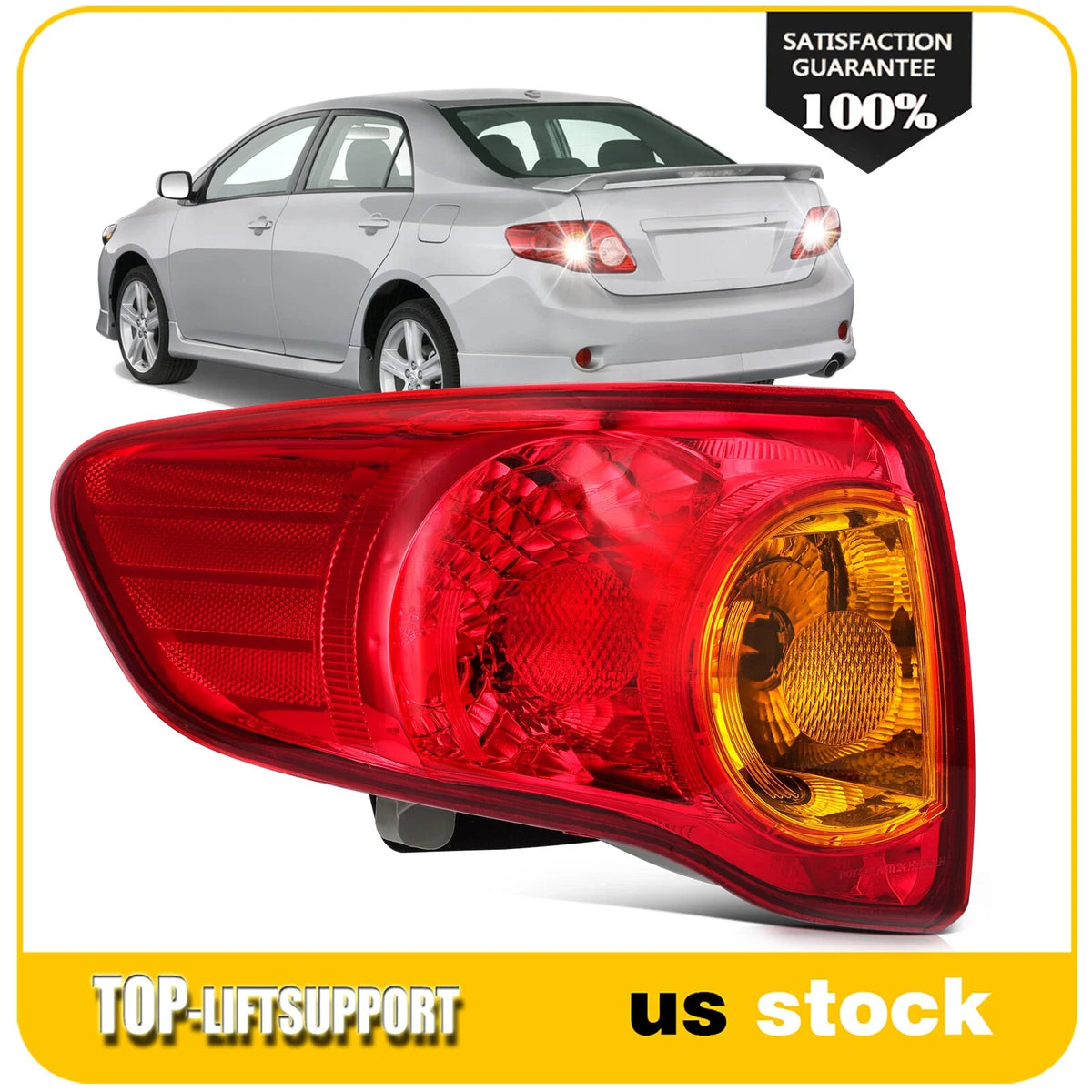 Tail Light Assembly for Toyota Corolla (2009–2010) Left Side Red Housing