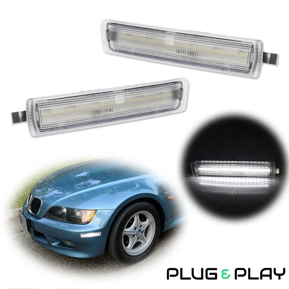 Pair Clear White LED Side Marker Lights for BMW Z3 M Coupe (1996–2002)