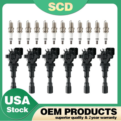 Set of 12 Spark Plugs & 6 Ignition Coils for Kia Sorento 2003–2006