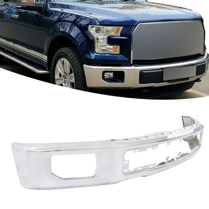 Fog Light Hole Chrome Front Bumper for Ford F-150 2015-2017
