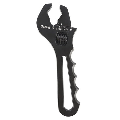 Hose End Fitting Tool Spanner for 3AN-16AN (Adjustable, Aluminum, Black)
