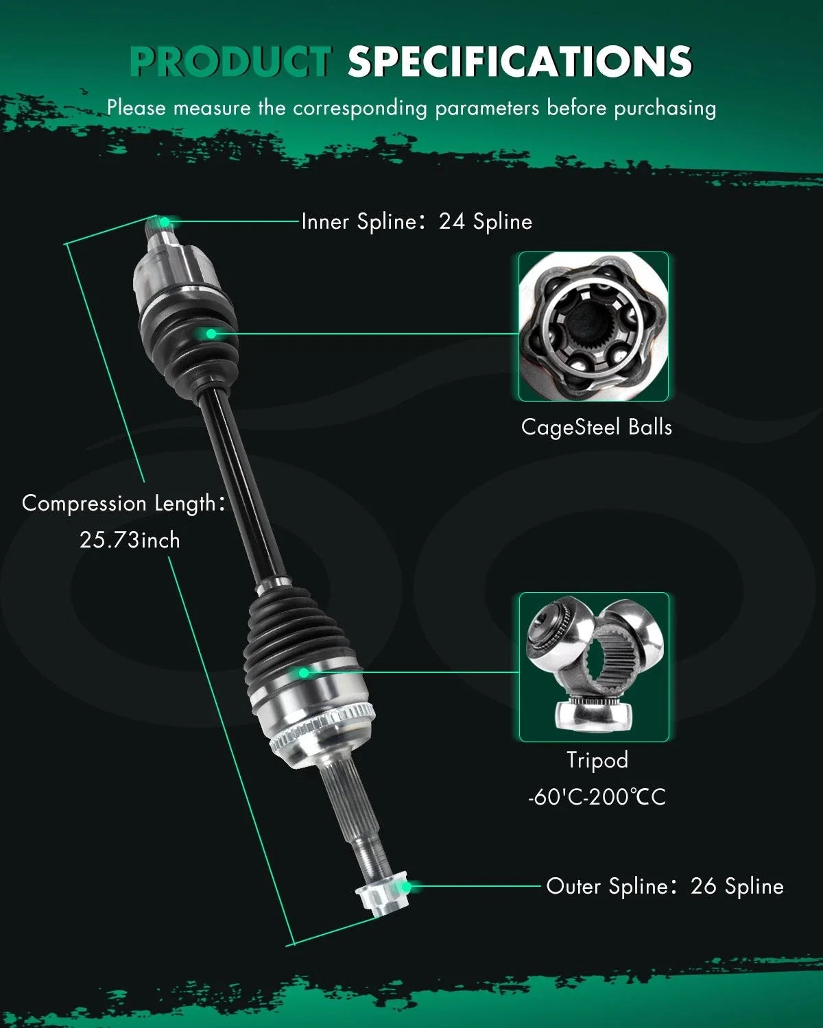 Front Left CV Axle Shaft Assembly for Toyota Camry (2012–2017)