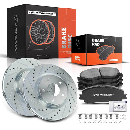 Front Drilled Brake Rotors & Ceramic Pads for Nissan Rogue (2014–2017)