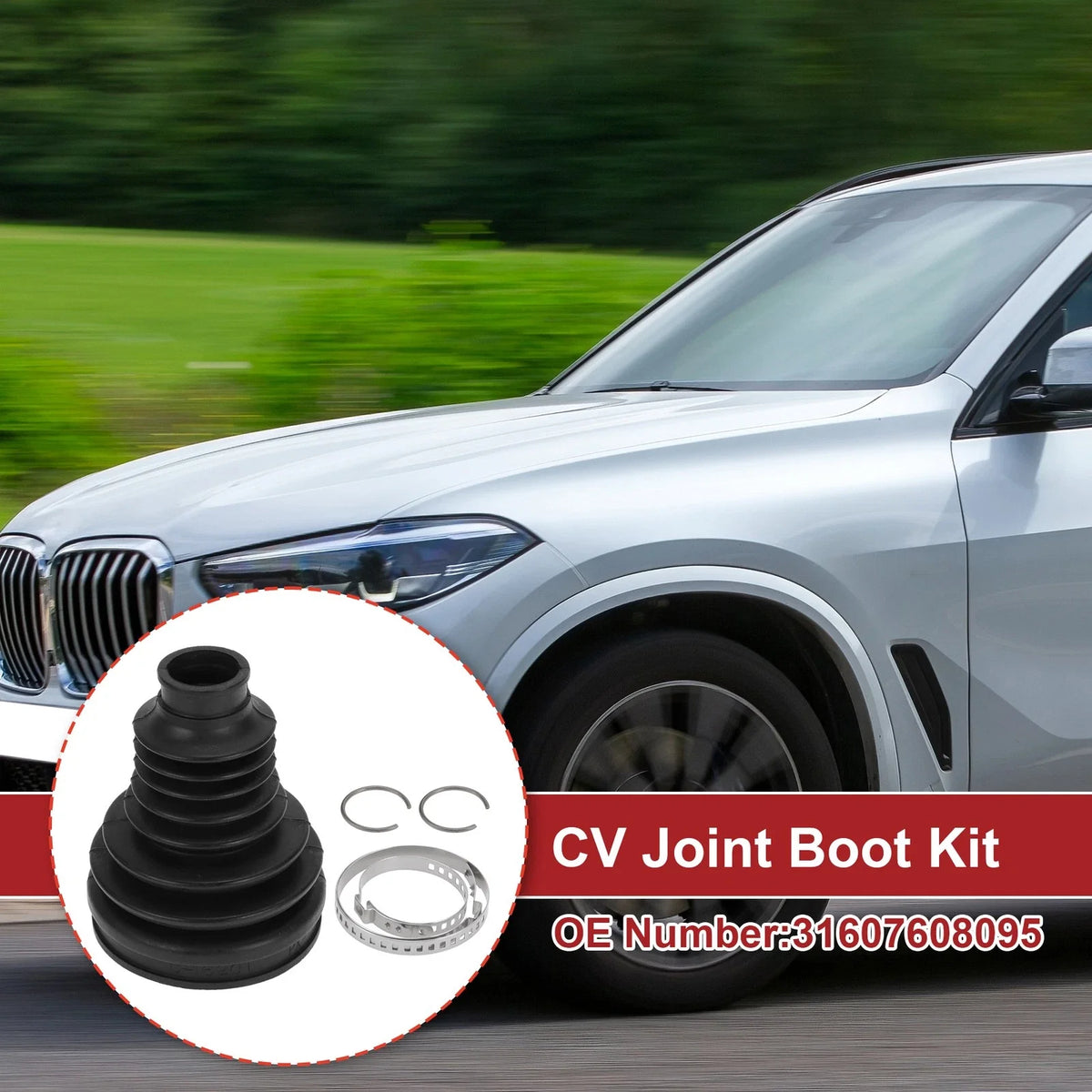 Inner CV Joint Boot Kit with Clamps for BMW X5 (2014–2018) - 31607608095