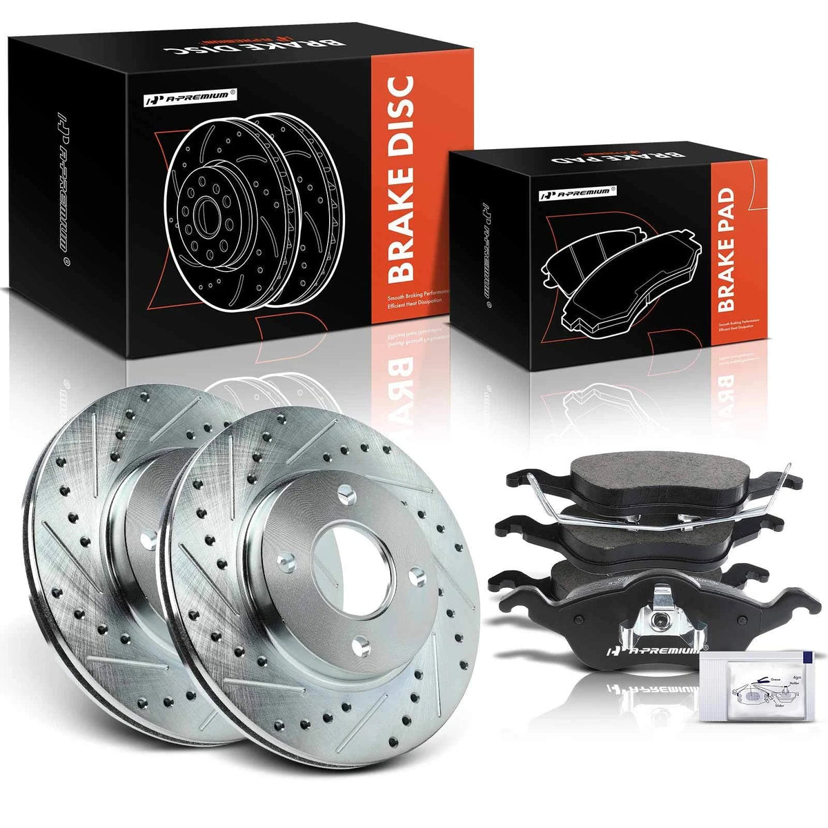 Set of 2 Front Drilled Brake Rotors & Ceramic Pads for Ford Focus (2000–2004)