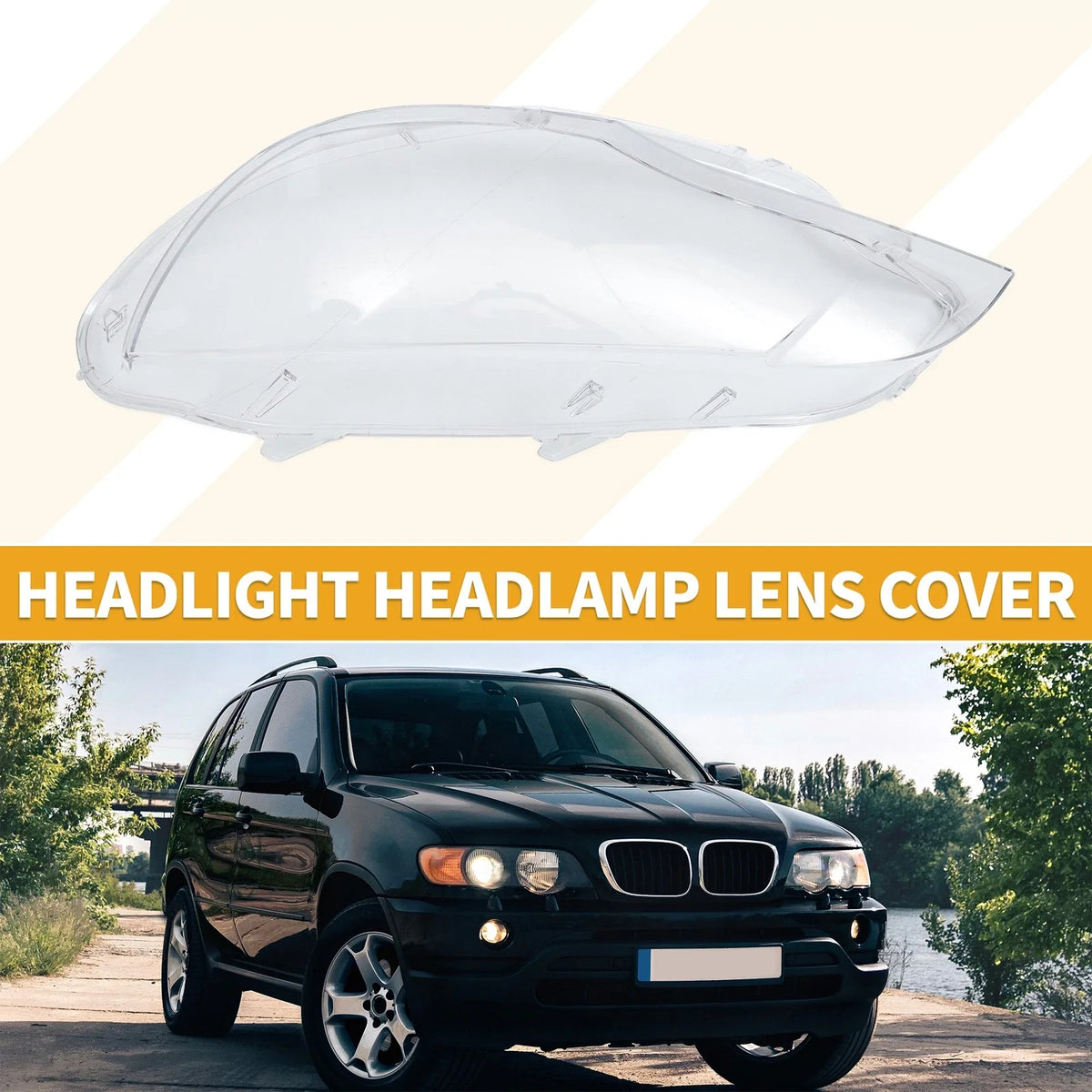 1 Pc Headlight Lens Cover for BMW X6 (2008–2014) No. 63117271371 Clear