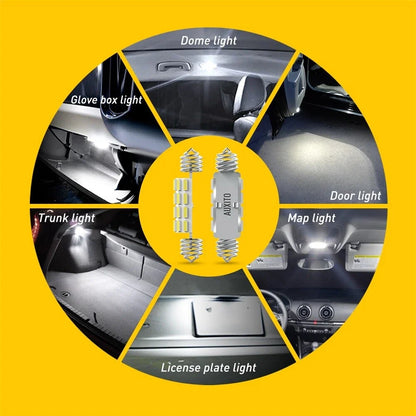 LED Interior Map Light Bulbs Set of 4 AUXITO 39-42MM (6000K)