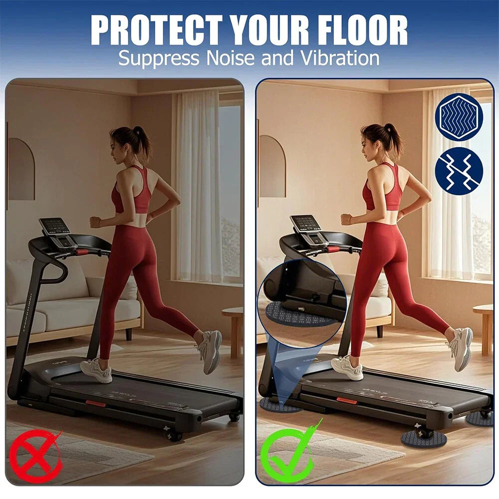 Black Non-Slip Mat Pack for Treadmill & Exercise Bike - 6pcs