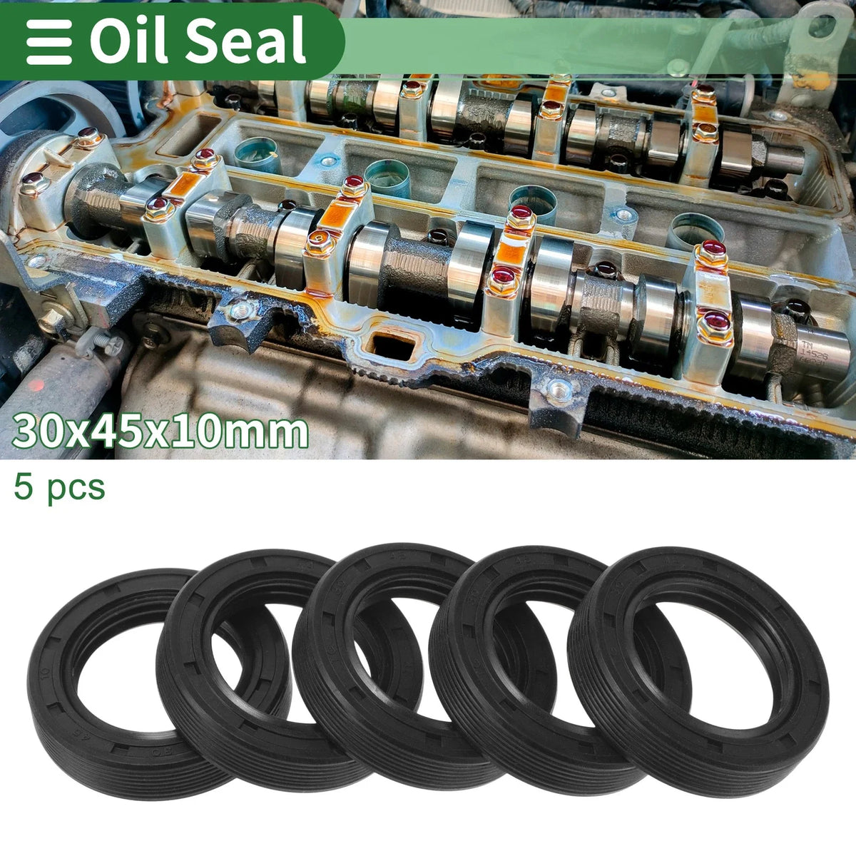 Set of 5 Oil Seal TG4 Lip Seal Ring NBR Rubber 30x45x10mm