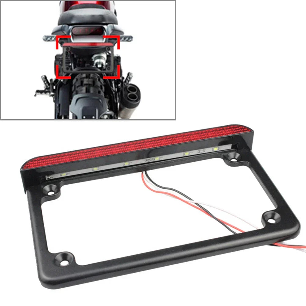 Brake Tail Light Bracket & LED Light Motorcycle License Plate Frame