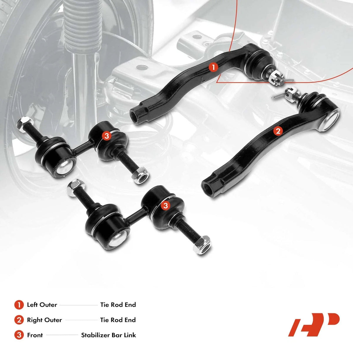 4-Piece Front Tie Rod Ends Sway Bar Link for Honda Civic 1999-2000
