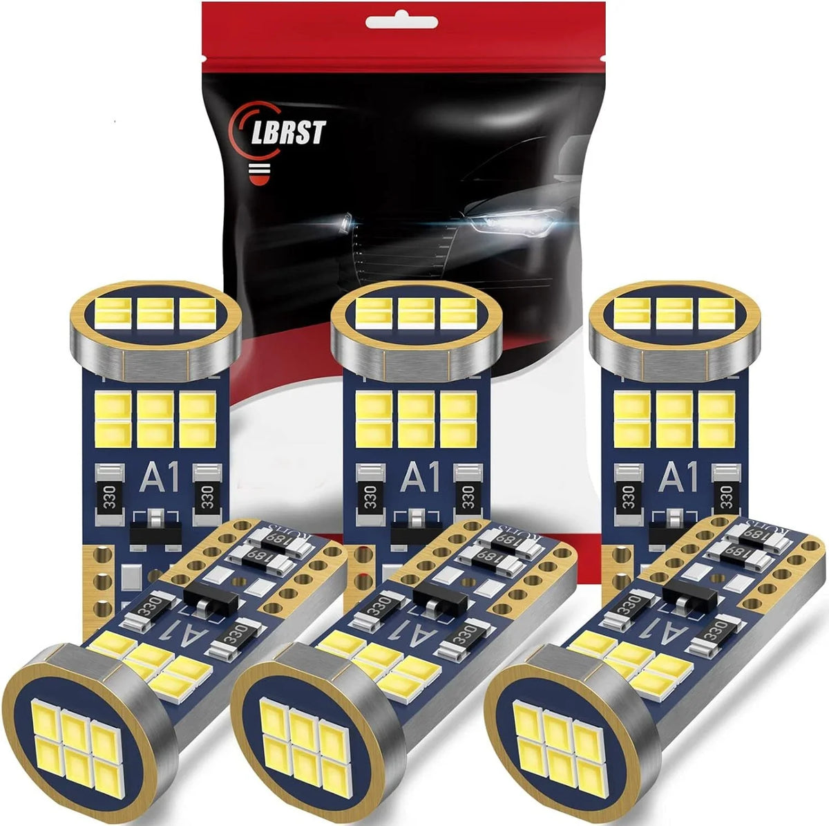 Set of 6 T10 LED License Plate Light Bulbs for Various Models