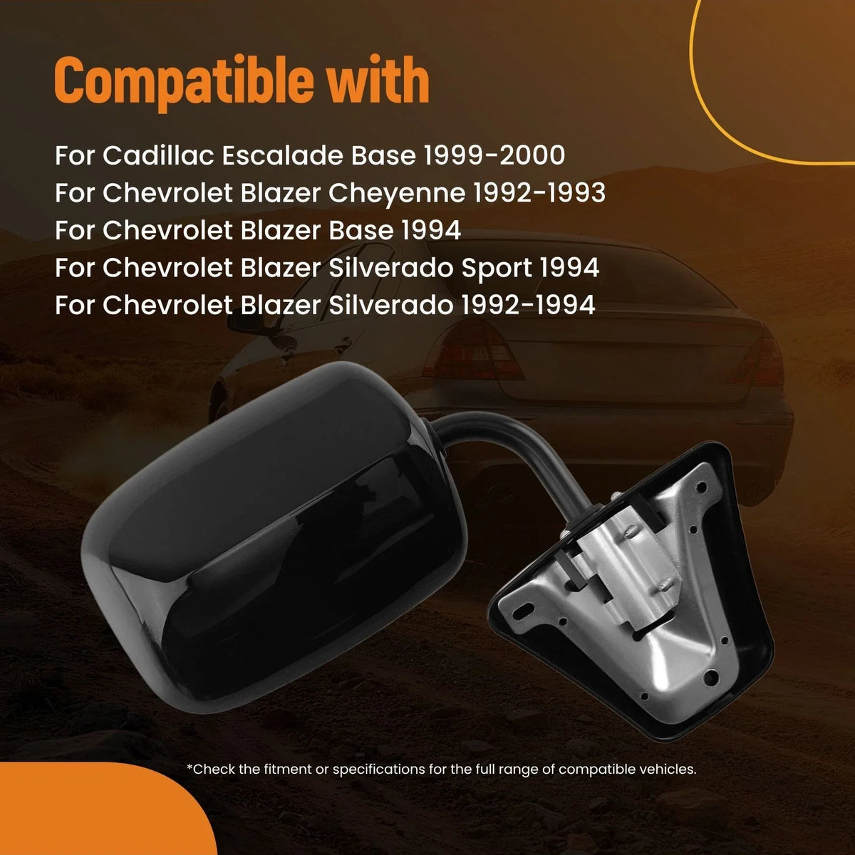 Manual Left Rear View Mirror for GMC Sierra (1988–2000) C3500 K3500