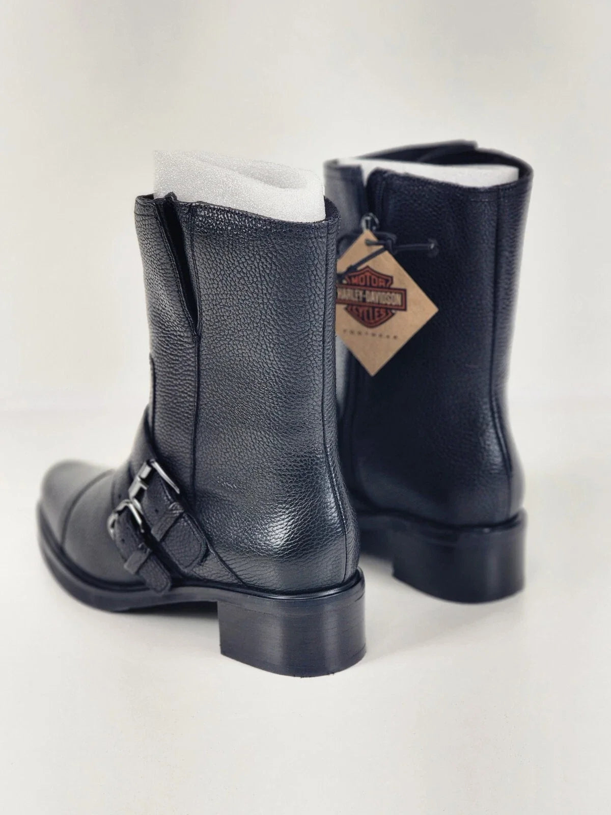 Women's Double Buckle Leather Motorcycle Boots for Harley-Davidson