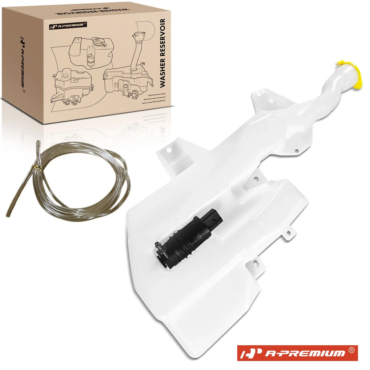 Windshield Washer Reservoir with Cap, Pump & Hose for Ford Mustang (2015–2017)