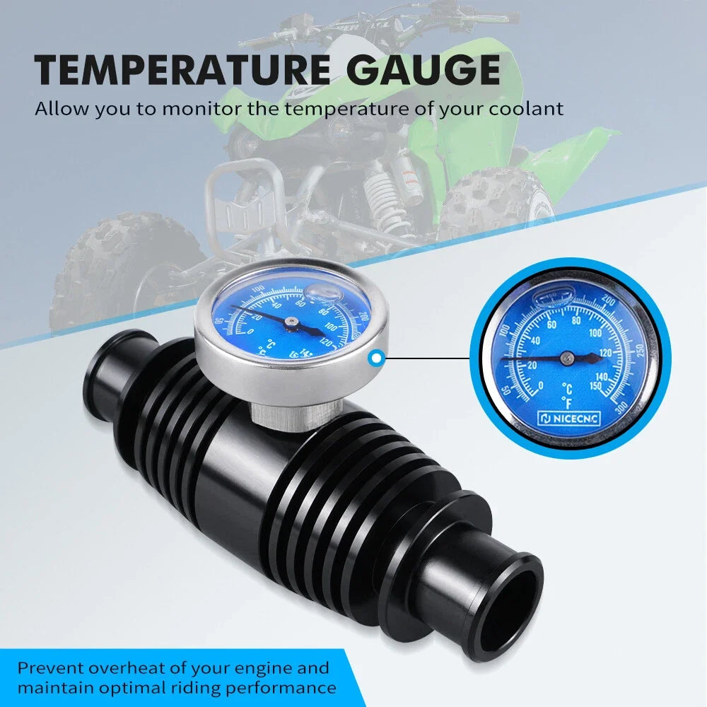 Radiator Inline Cooler w/ Temperature Gauge for Yamaha Raptor Rhino Grizzly (2006–2023)