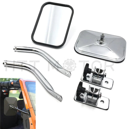 2X Side Mirrors for Jeep Wrangler JK TJ (1996-2017) with Rectangular Hinge