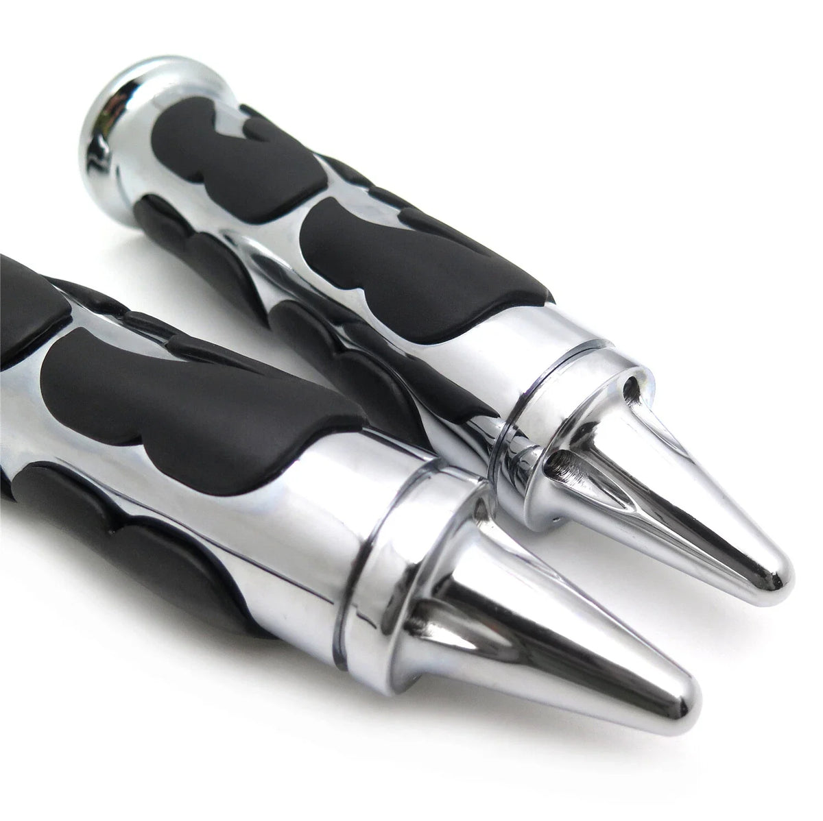 Chrome Flame Rubber Hand Grips 1" 25mm for Chopper/H-D/Suzuki/Kawasaki/Yamaha