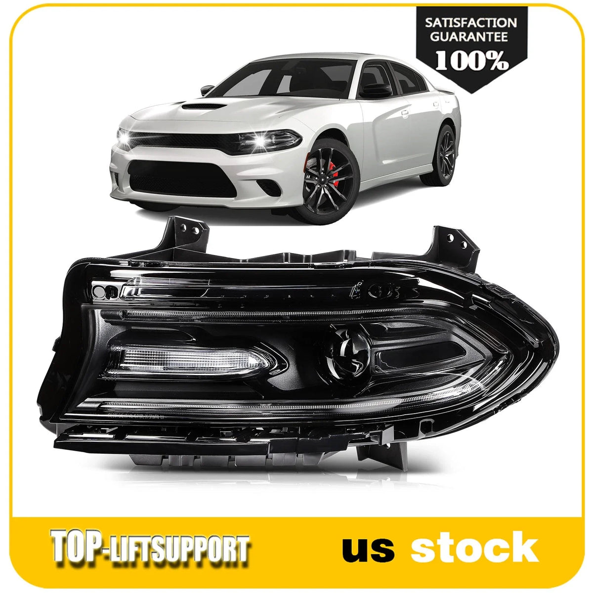 Left Side Headlight Assembly for Dodge Charger (2015–2023) Projector Black