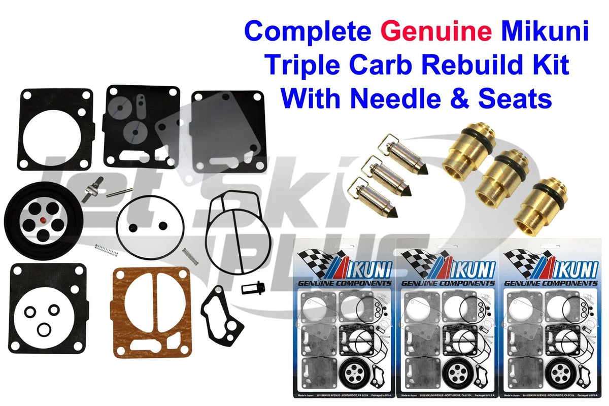 Mikuni Triple Carburetor Rebuild Kit & Needle/Seat for Yamaha LS LX (2000-210)