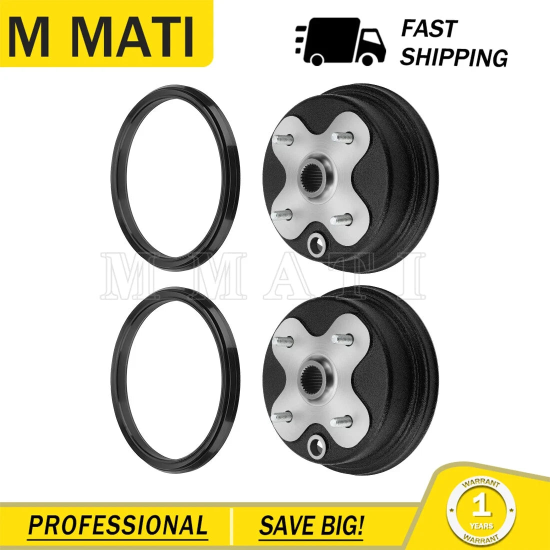 2X Front Wheel Brake Drum & Dust Seal for Yamaha Big Bear 350 (1989–1998)