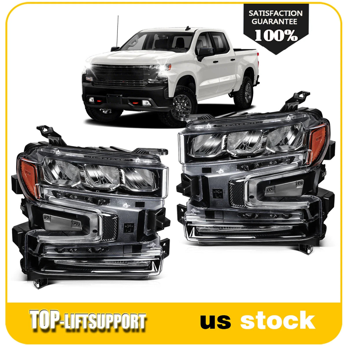 Headlight Pair with Halogen Signal for Chevy Silverado 1500 (2019–2022)