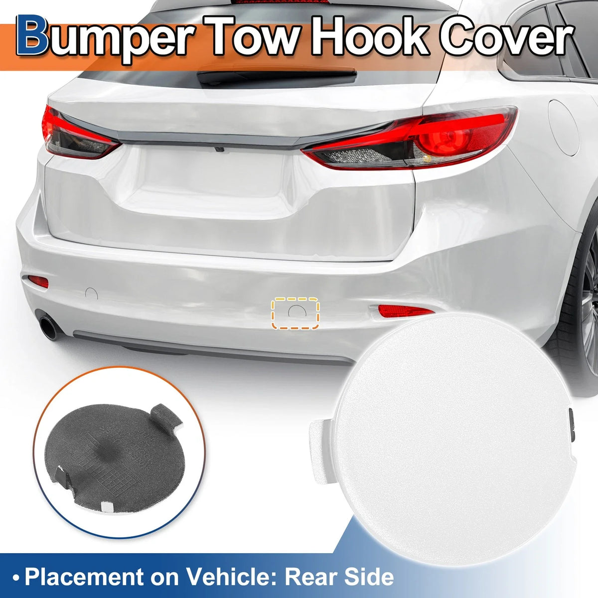 Rear Right Tow Hook Cover for Mazda 6 Atenza (2018–2021) - White