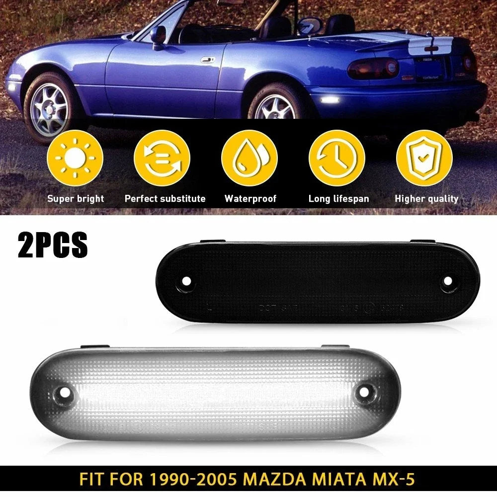 2Pcs Smoked Lens Turn Signal Side Marker Lights for Miata MX-5 1990-2005