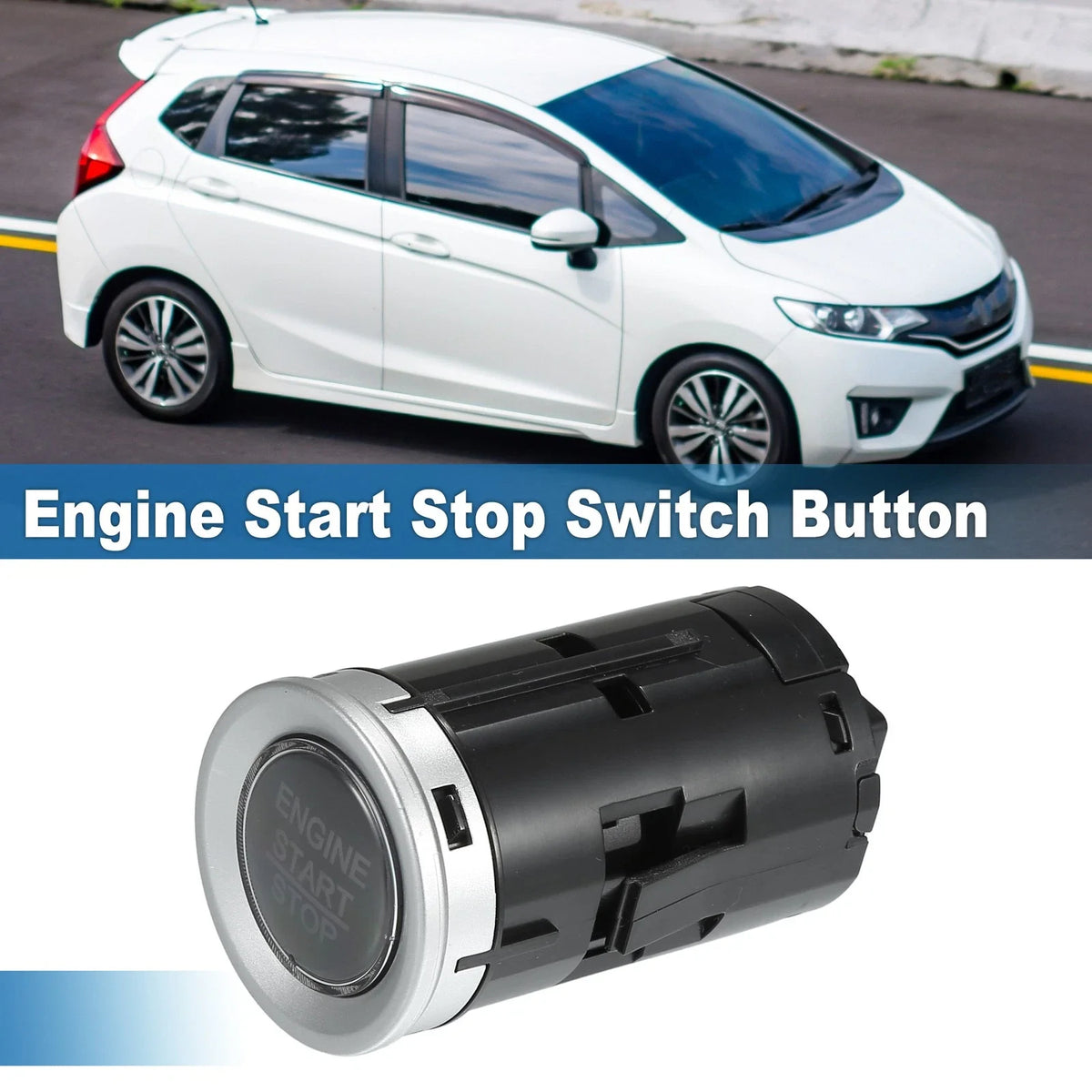 Engine Start Stop Switch Button for Honda Fit (2015–2018) Silver Tone