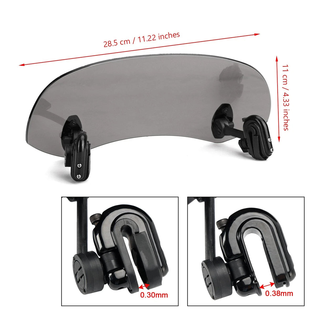 Motorcycle Windshield Extension Spoiler - Adjustable Clip-On